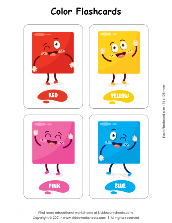 Free printable colors flashcards worksheet