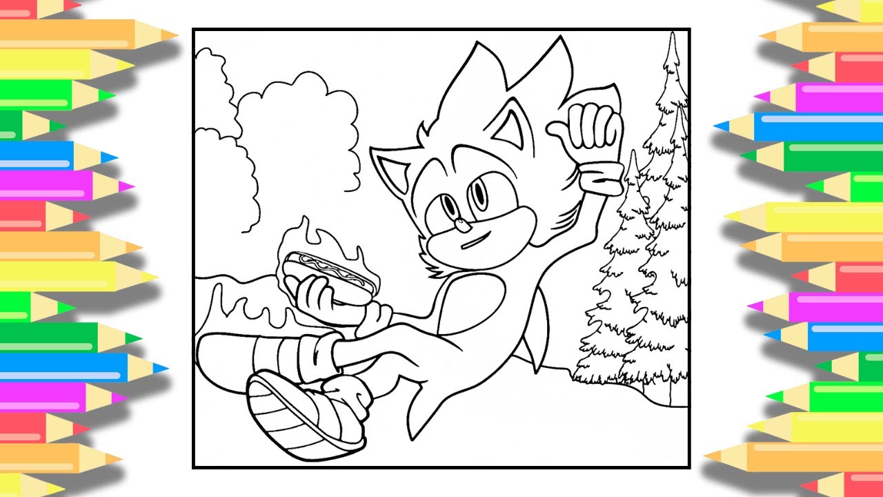 Sonic the hedgehog with a chilli dog easy fun coloring page ncs release