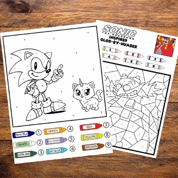 Sonic the hedgehog inspired color by number pages by coloringbook for kids