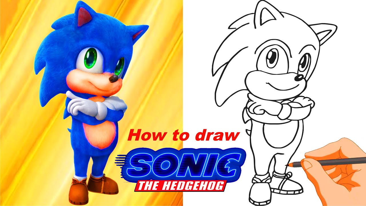 How to draw sonic baby the hedgehog movie coloring pages for children step by step tutorial