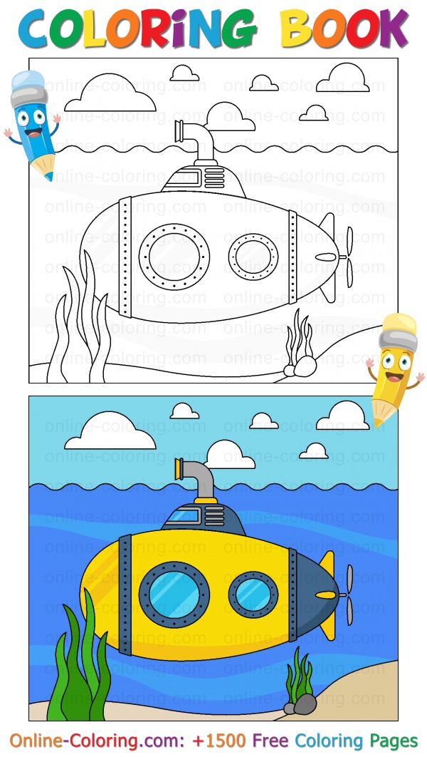 Yellow submarine free online coloring page