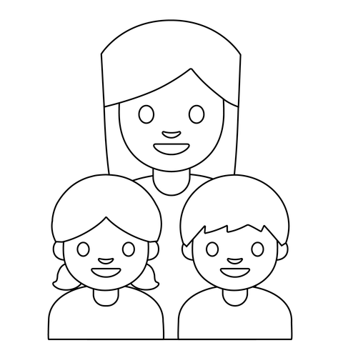 Family woman with girl and boy emoji coloring page free printable coloring pages
