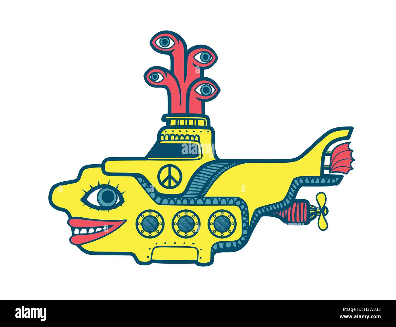 Yellow submarine cut out stock images pictures