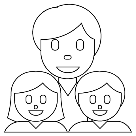 Family man with girl and boy emoji coloring page free printable coloring pages