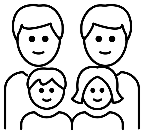 Family two men with girl and boy emoji coloring page free printable coloring pages
