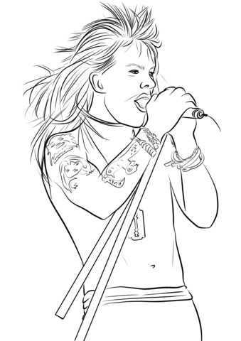 Axl rose from guns n roses coloring page free printable coloring pages