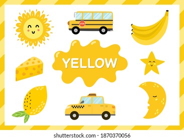 Yellow educational worksheet kids learning color stock vector royalty free