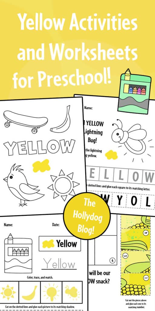 Yellow color activities and worksheets for preschool â the hollydog blog