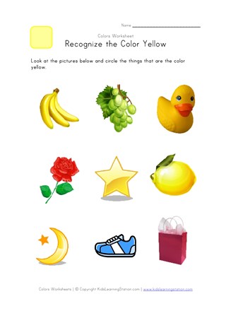 Recognize the color yellow