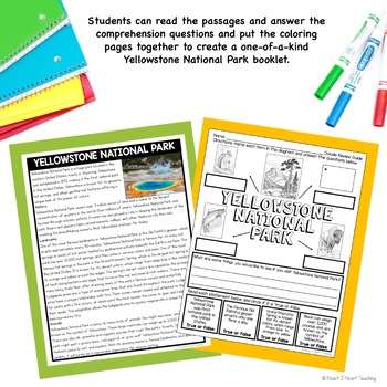 Yellowstone national park unit with coloring pages sheets activity