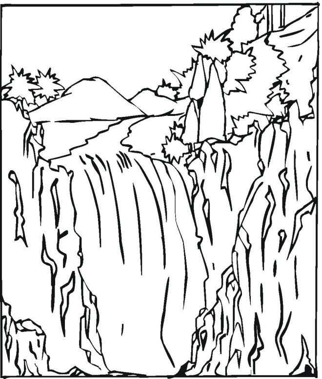 Free water coloring pages coloring pages black and white landscape waterfall landscape