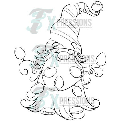 Christmas gnome with lights coloring design