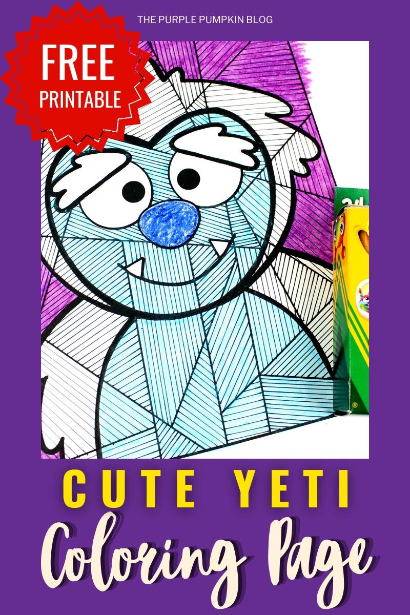 Free printable abominable snowman yeti loring sheet for winter