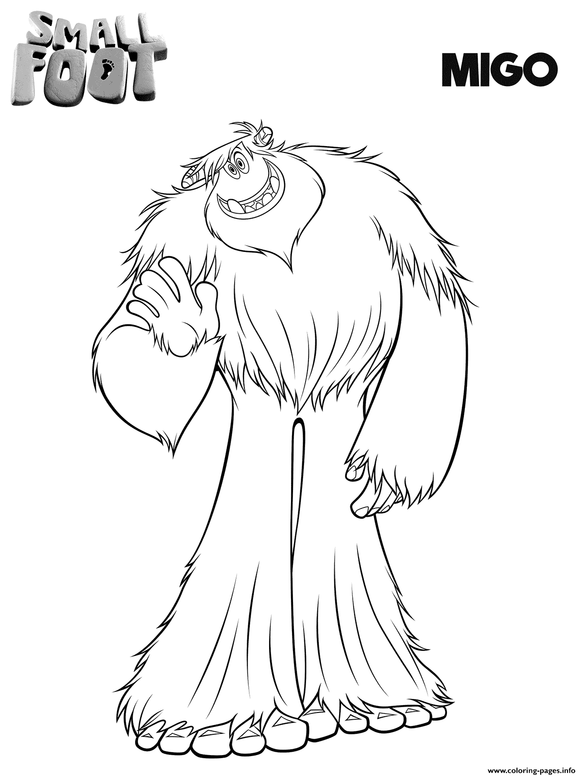 Yeti big smallfoot coloring page printable