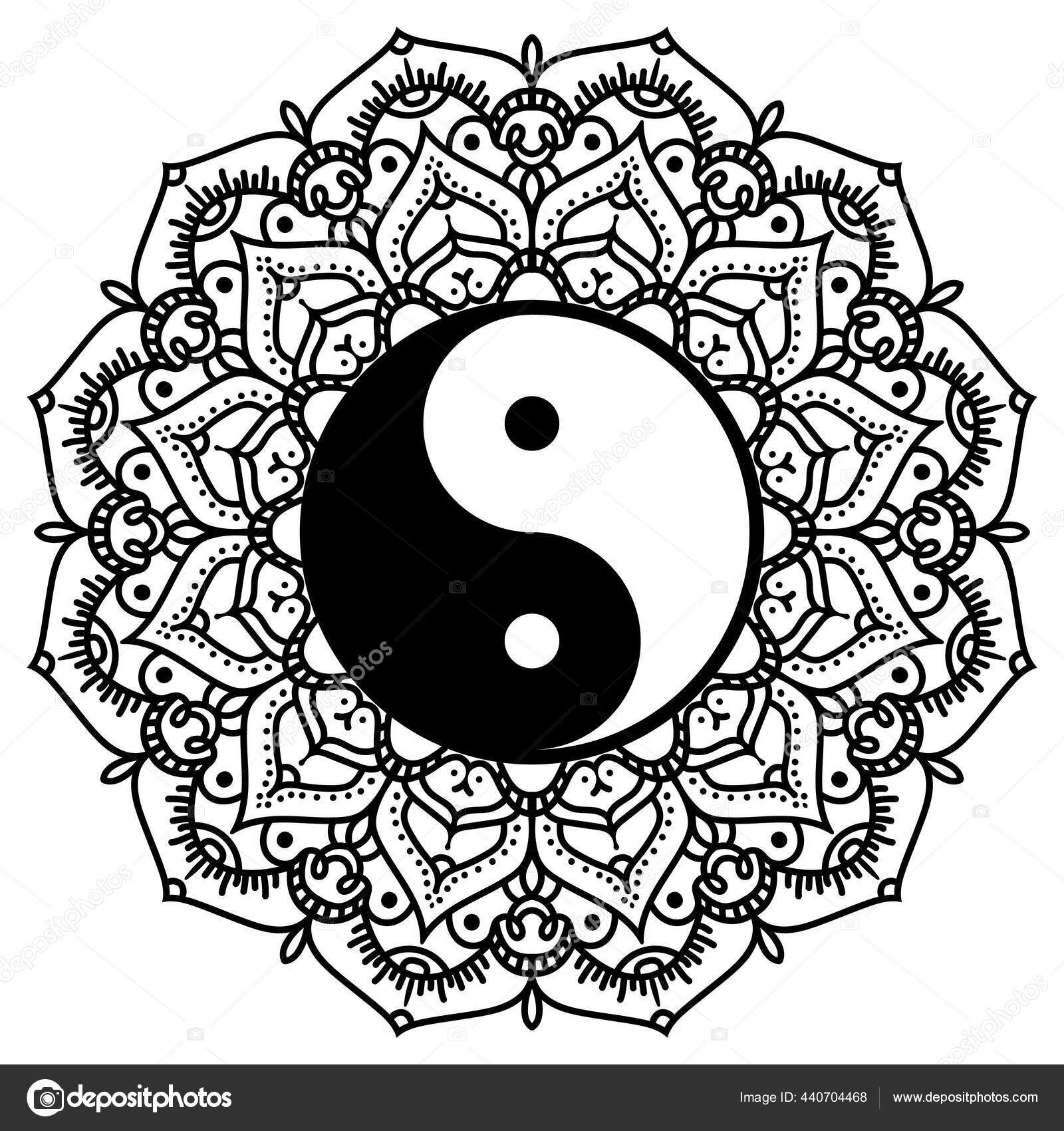 Yin yang mandala coloring page stock illustration by smk