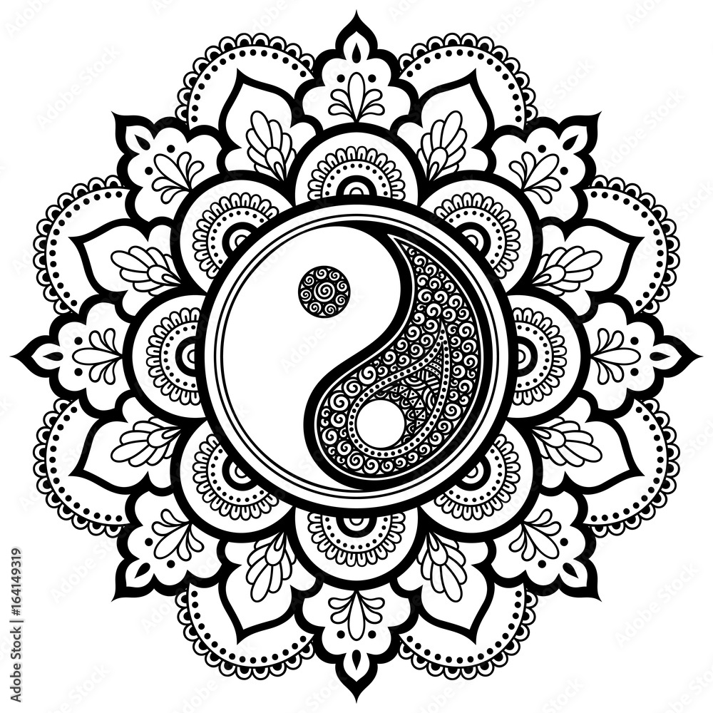 Vector henna tatoo mandala yin
