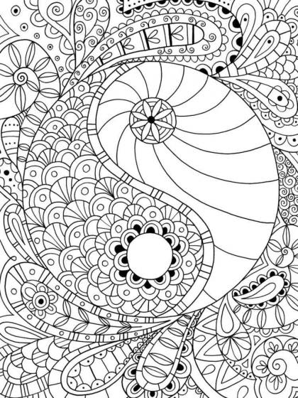 Yin and yang coloring pages for adults