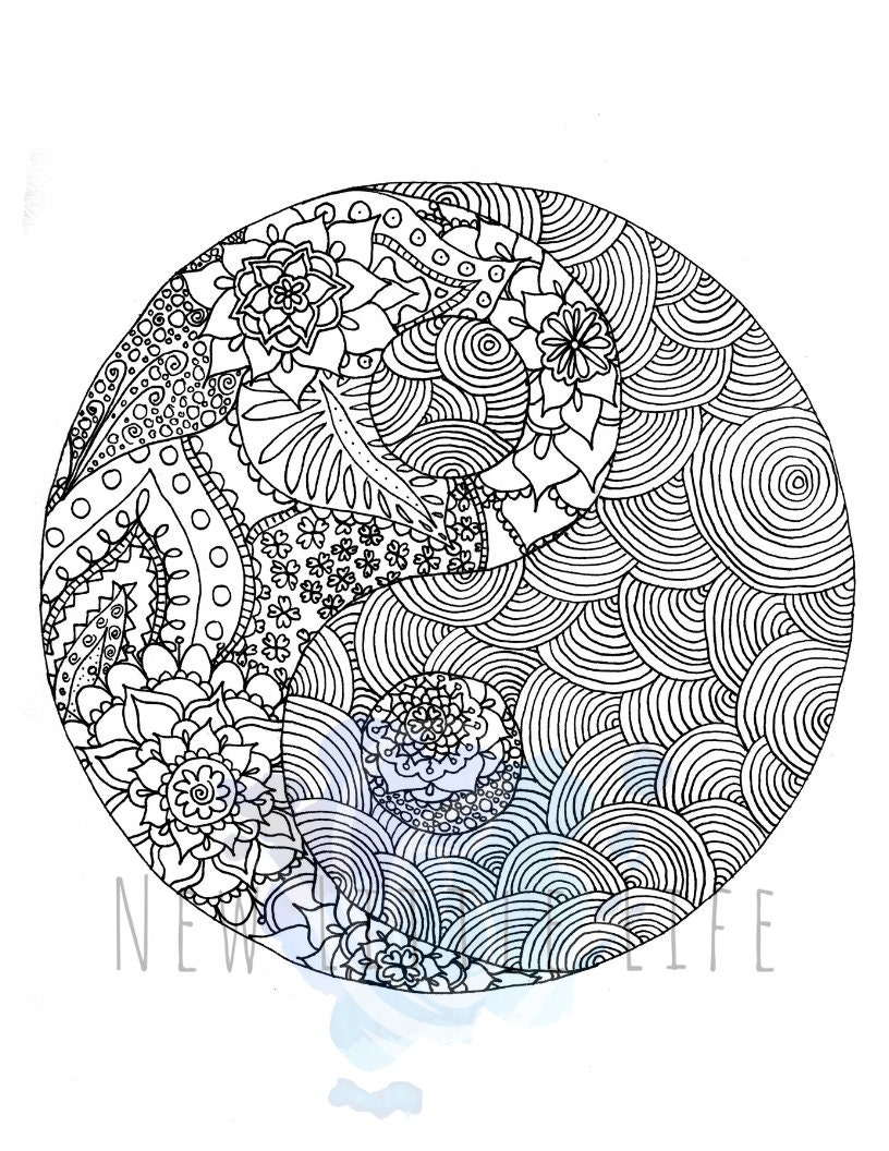Yin yang coloring page digital download adult coloring chakra mandala coloring page chakra coloring page yin and yang download now