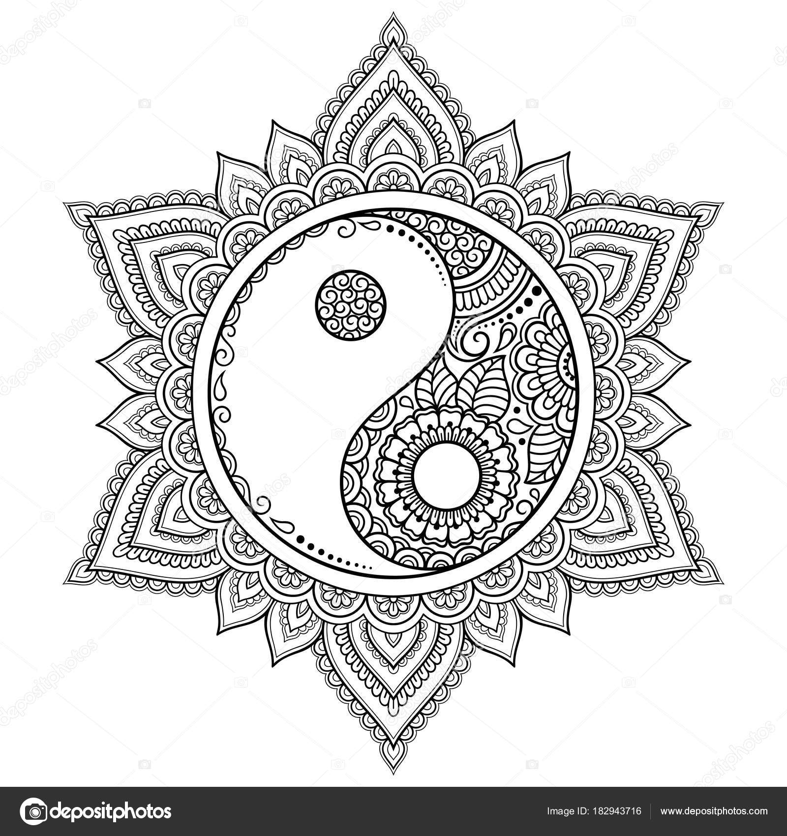 Circular pattern form mandala yin yang decorative symbol mehndi style stock vector by rugameteragmail