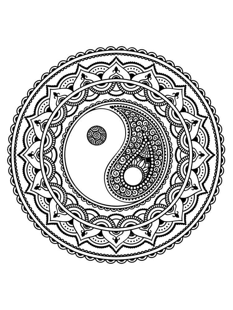 Yin and yang coloring pages for adults