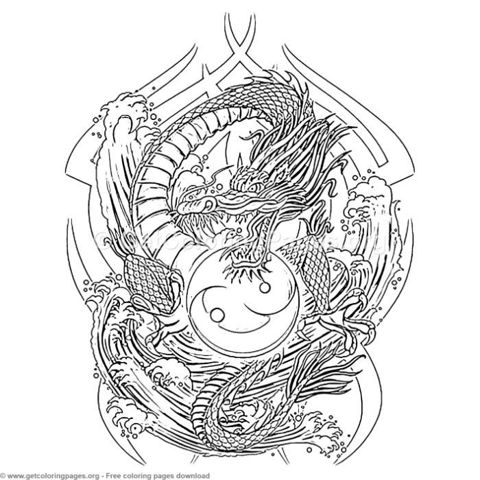 Creative art yin yang dragon coloring pages â getcoloriâ na