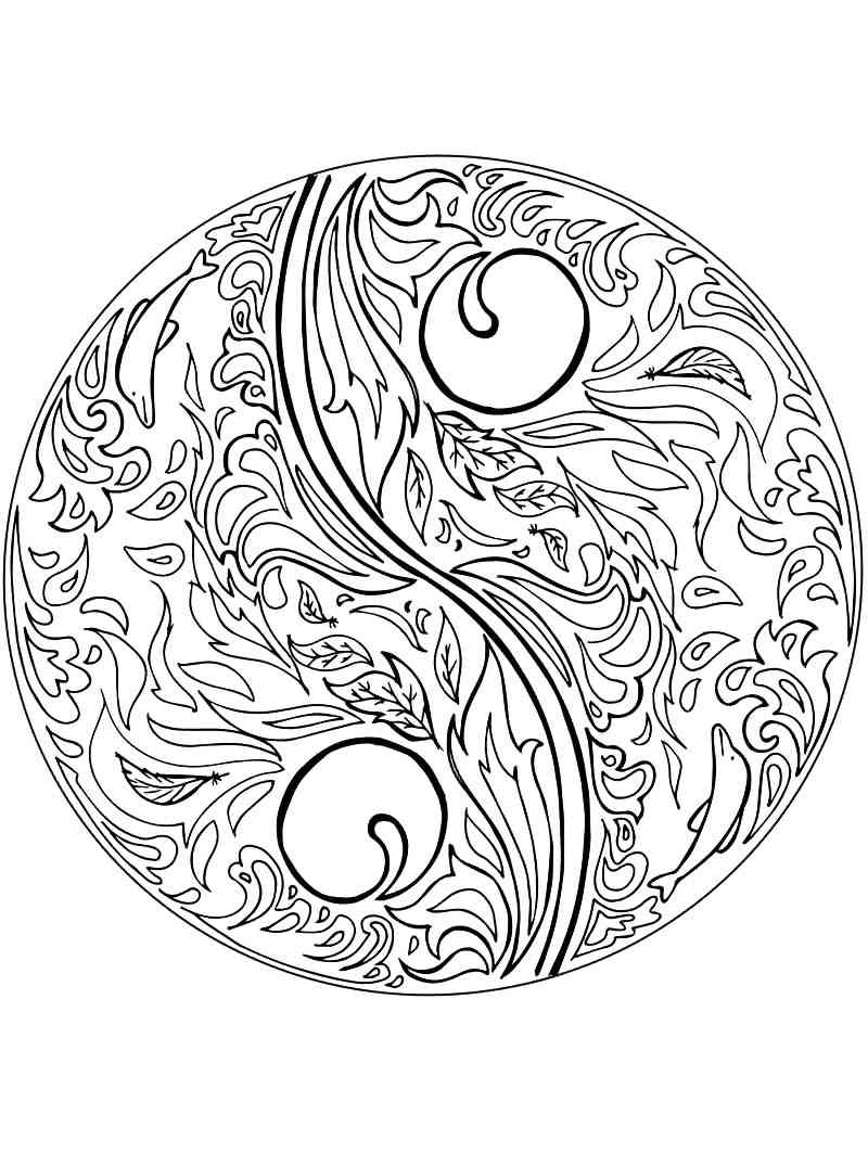 Yin and yang coloring pages for adults