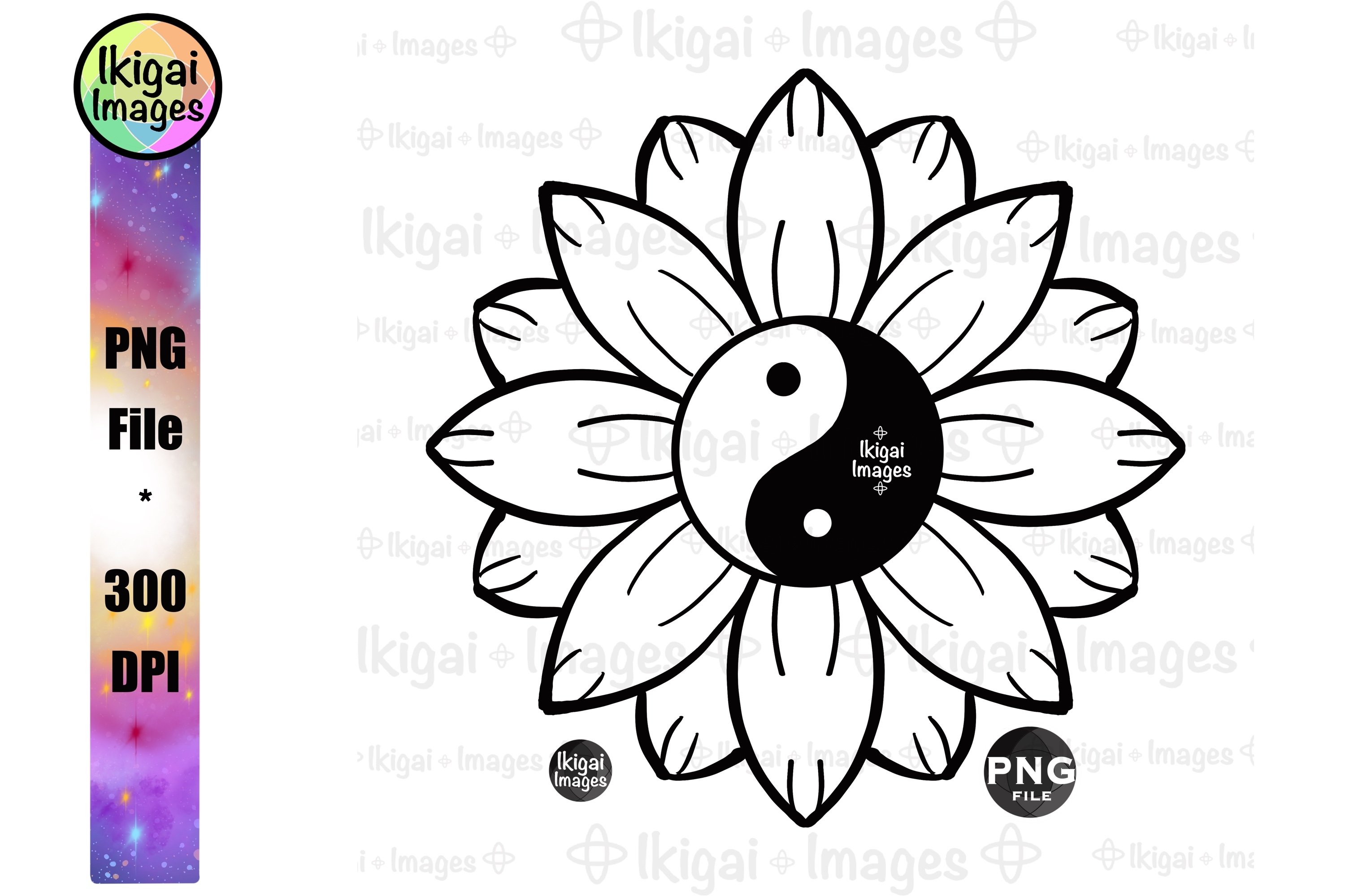 Yin yang flower peace sign sunflower coloring page png