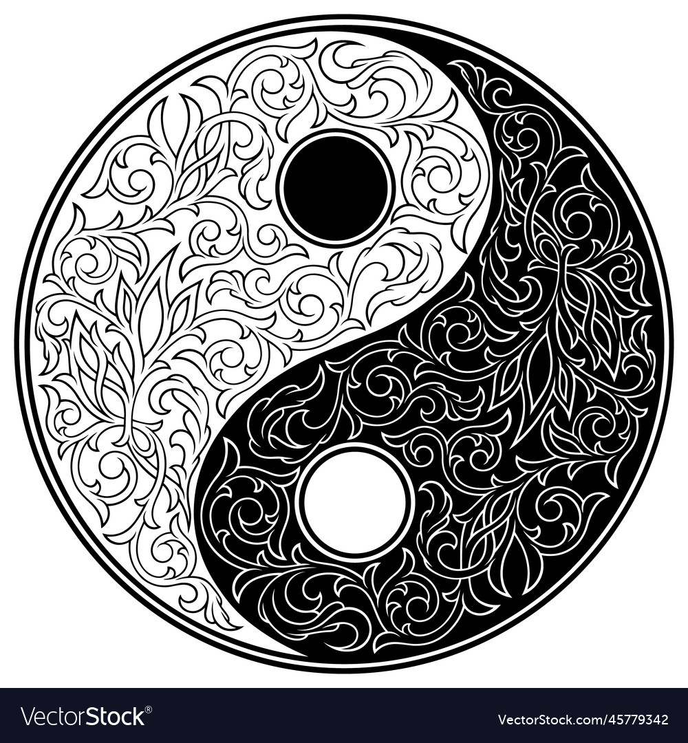 Stylized ornamental yin yang symbol royalty free vector