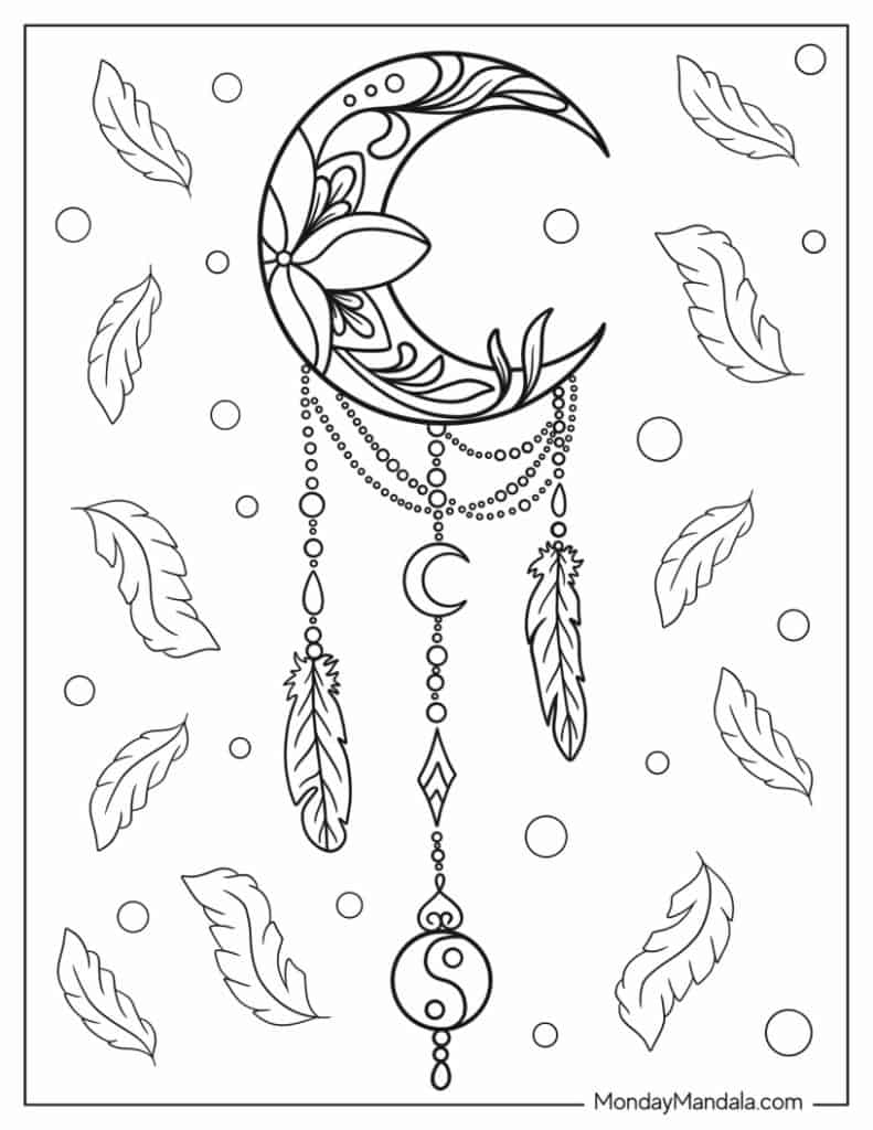 Dreamcatcher coloring pages free pdf printables