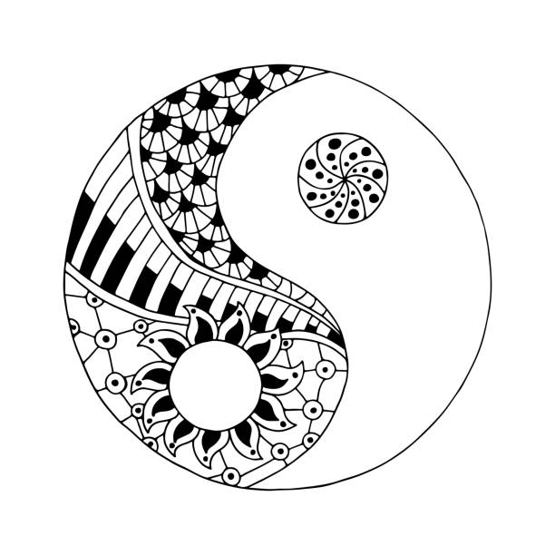 Yin yang flower power stock illustrations royalty