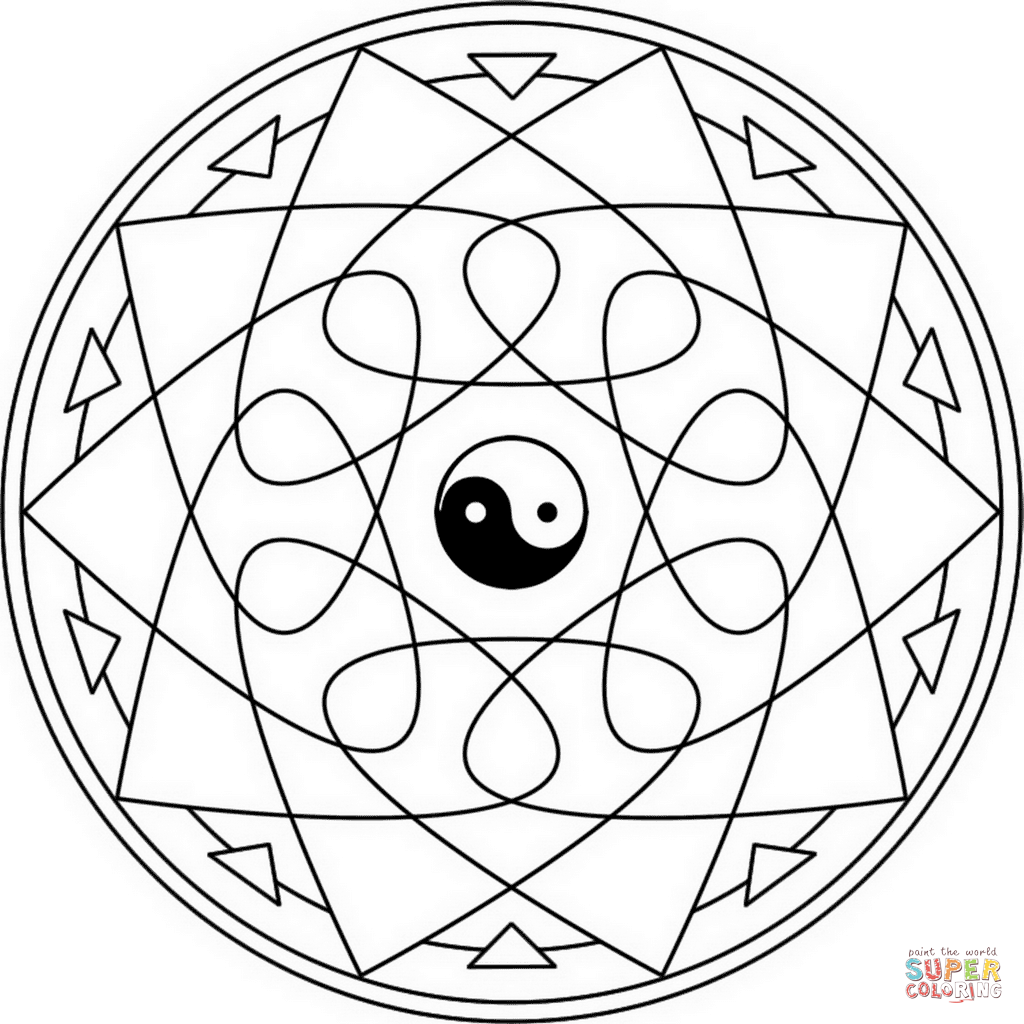 Yin yang mandala coloring page free printable coloring pages