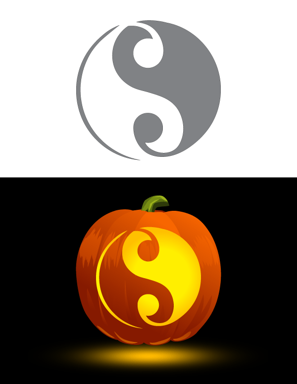 Printable yin yang pumpkin stencil