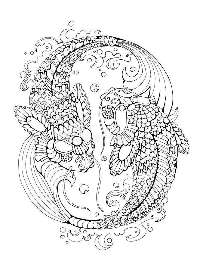 Koi carp coloring book for adults vector stock vector