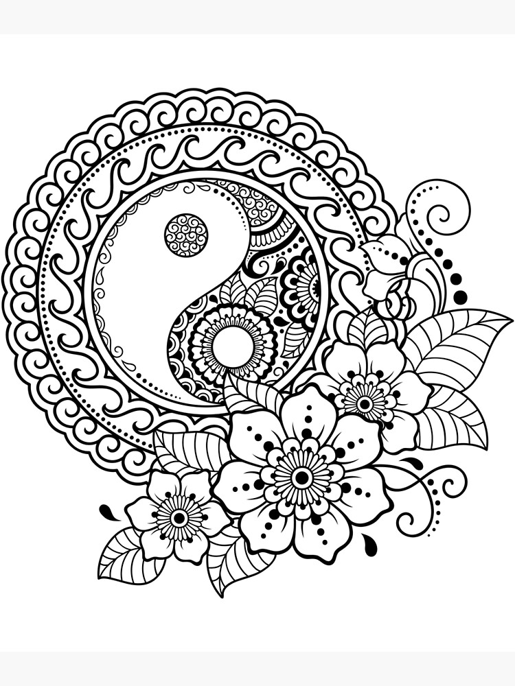 Mandala yin yang art metal print for sale by jts store