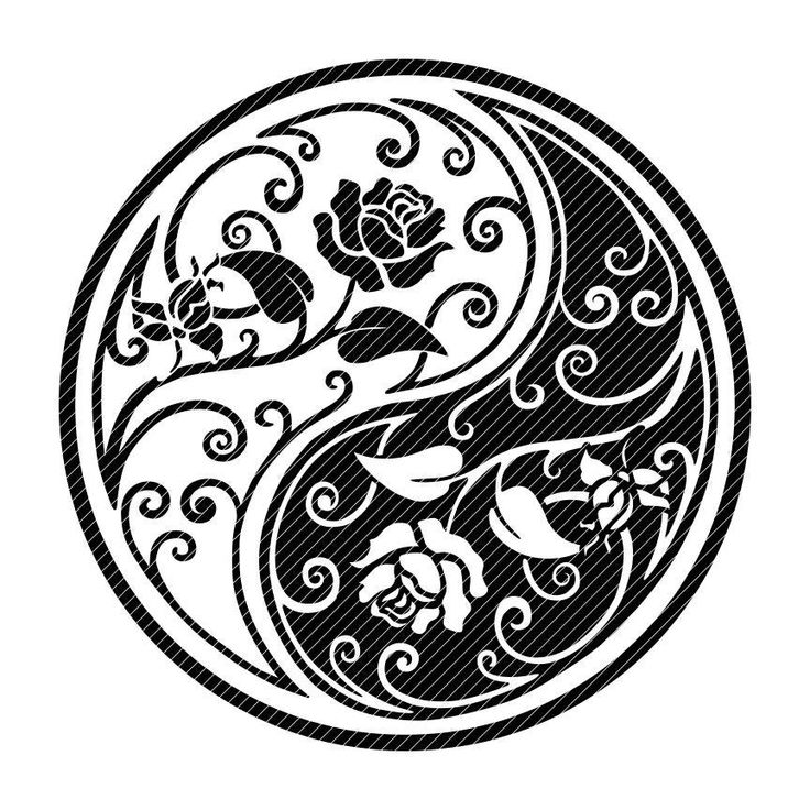 Yin yang rose swirl mandala clipart vector graphics cut files svg jpg ping cricut silhouette cameo