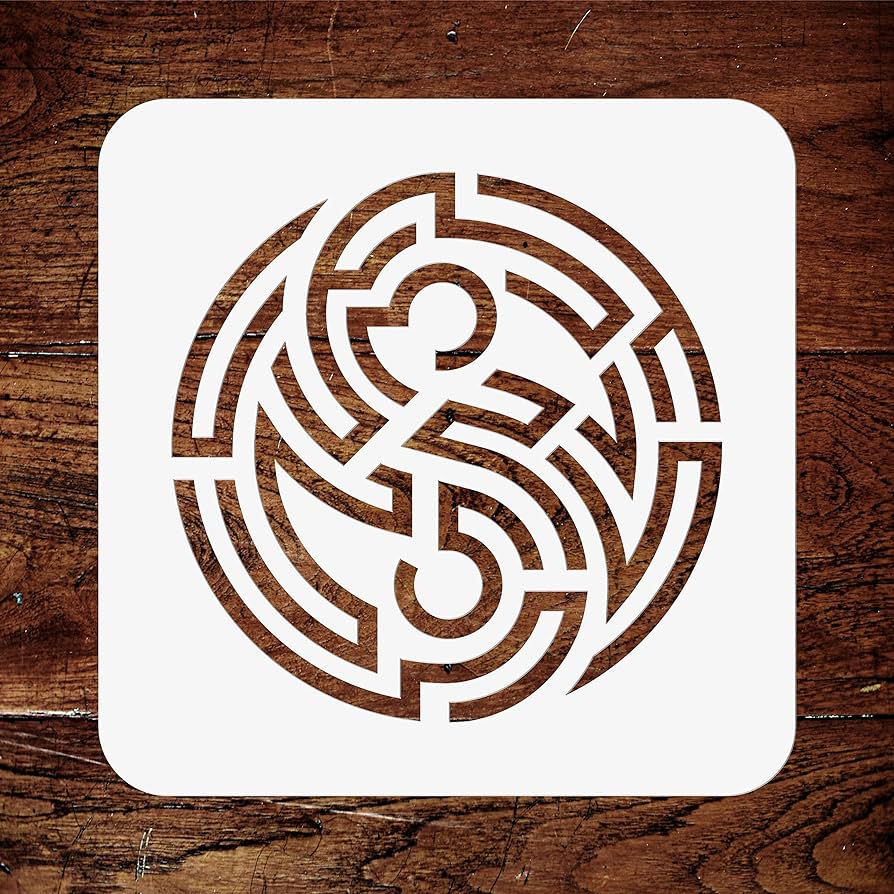 Yin yang maze stencil