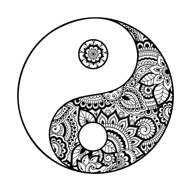 Yin yang tattoo stock illustrations royalty
