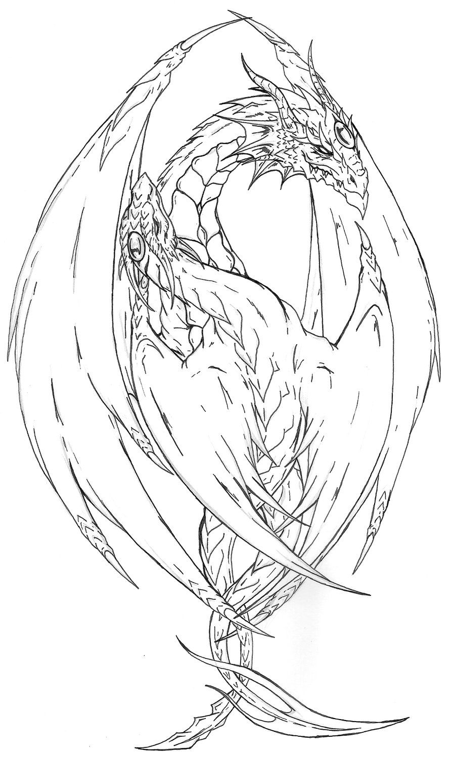 Yin yang dragon tattoo lines by fachhillis on deviantart dragon coloring page dragon tattoo egyptian tattoo