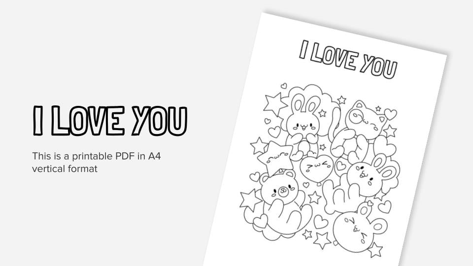 Love you printable coloring worksheet