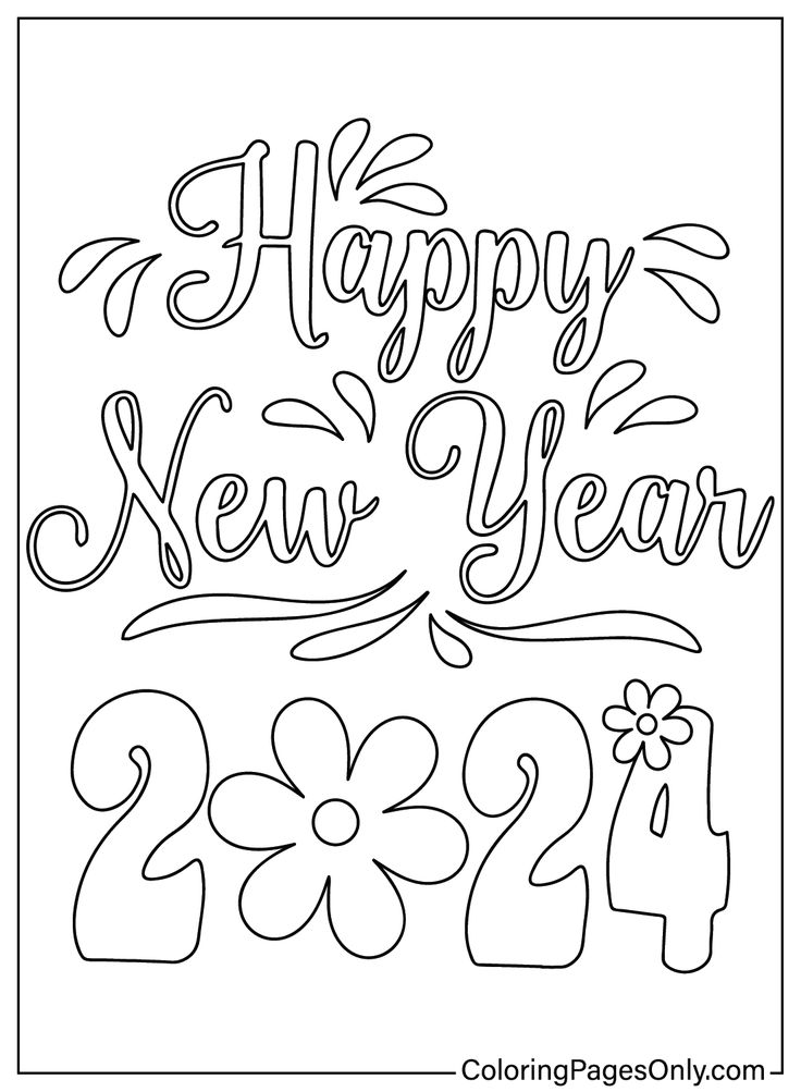 Happy new year coloring pages