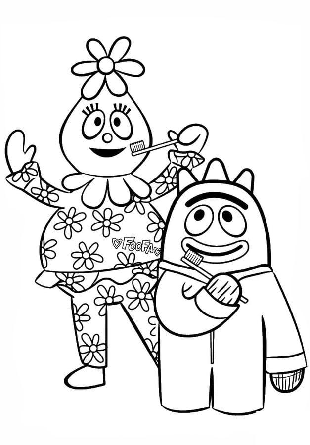 Yo gabba gabba foofa and brobee coloring page by evafanartsclubec on
