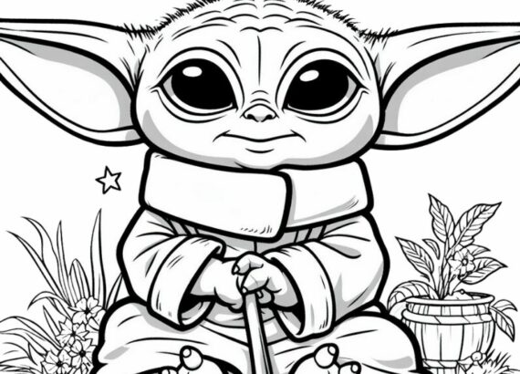 Baby yoda coloring sheet
