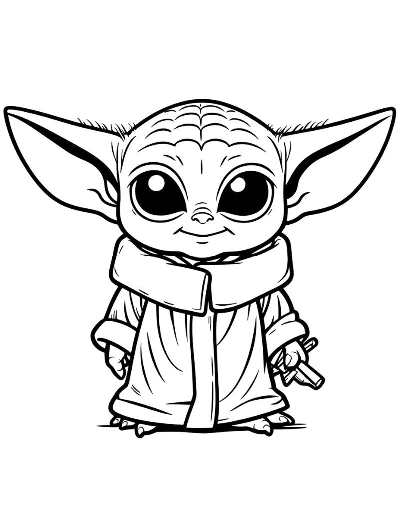 Baby yoda coloring sheet