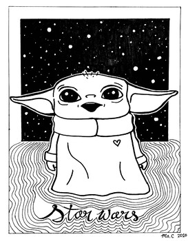 Baby yoda coloring sheet by art with ms c tpt