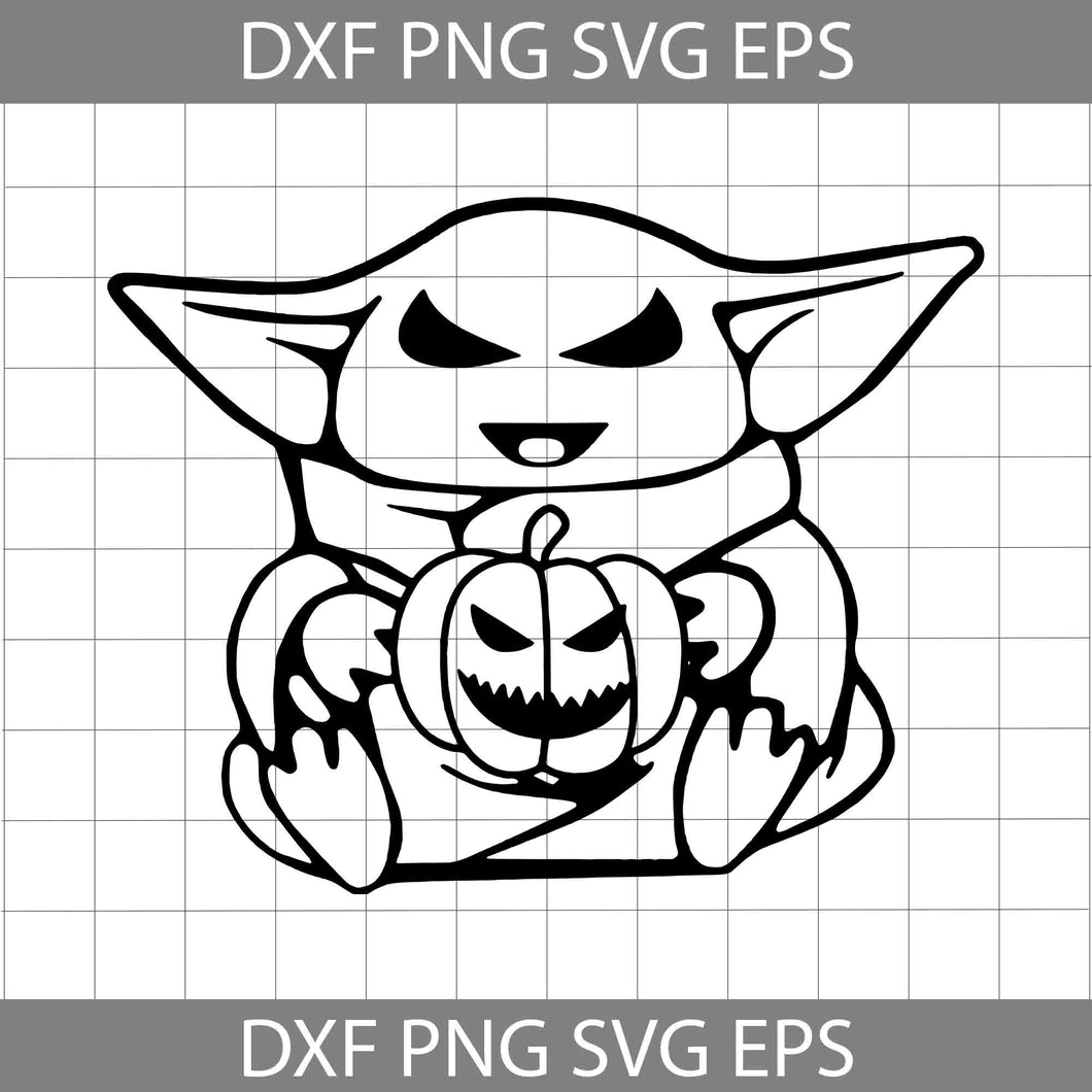 Baby yoda halloween svg baby yoda pumpkin svg halloween svg cricut file clipart svg png eps dxf