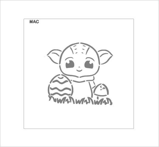 Easter yoda shaped cutter stencil pyo â with options â