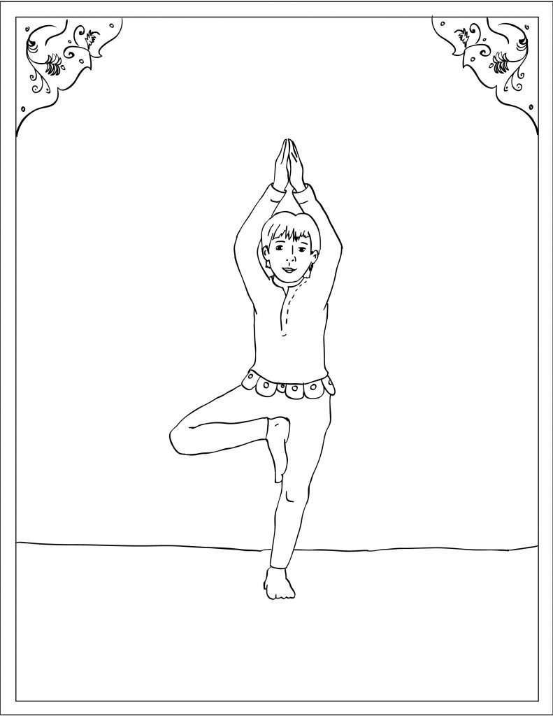 Storytime yoga for kids asana coloring page tree pose