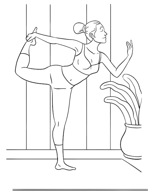 Premium vector yoga coloring page for kids