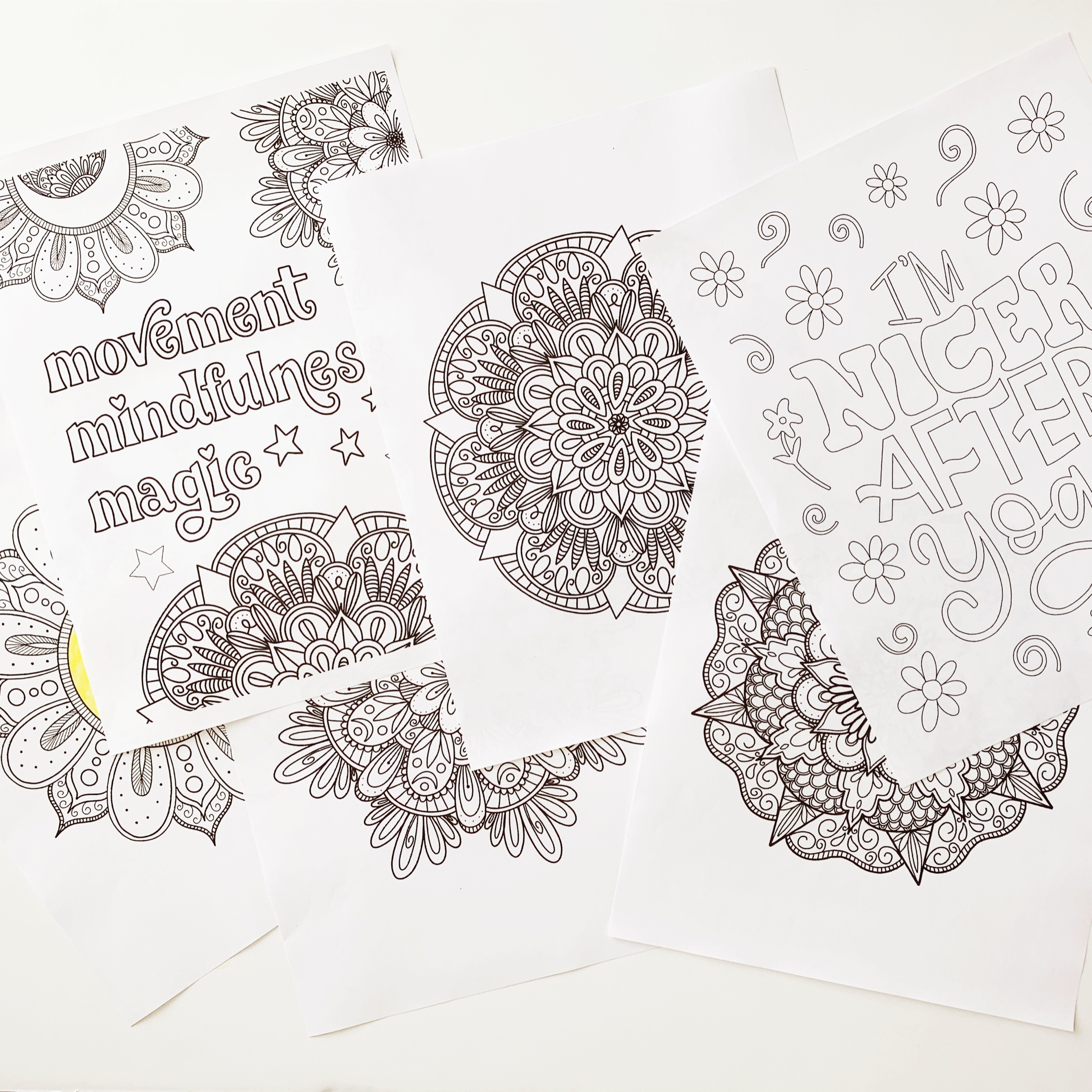 Yoga themed coloring sheets