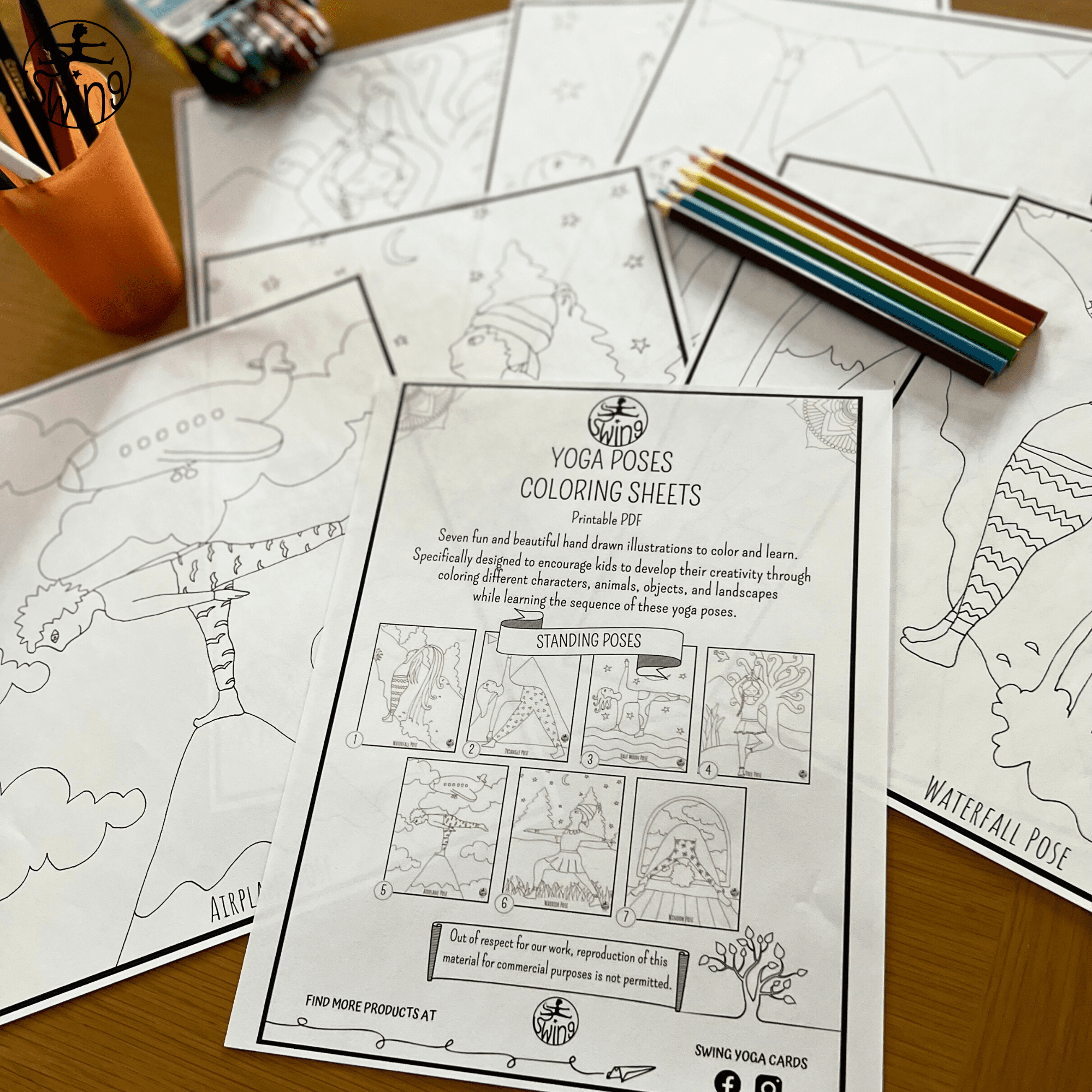 Yoga coloring sheets pdf format swing yoga cards